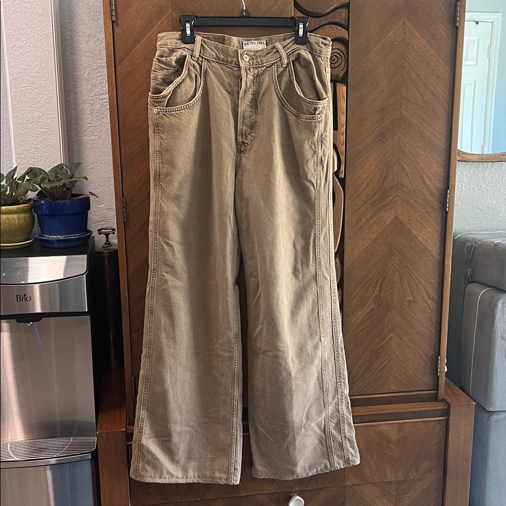 Free People Final Countdown tan wide leg jeans